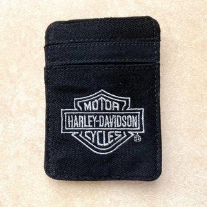 Authentic Black Brushed Denim Harley-Davidson Motor Cycles Money Clip